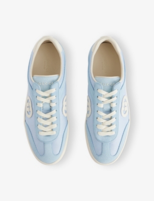 Gucci Womens Eden Light Blue Interlocking G Suede Trainers In Eden Light Blue