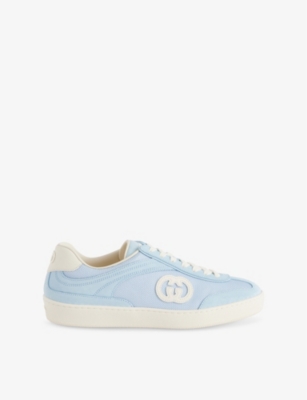Gucci Womens Eden Light Blue Interlocking G Suede Trainers In Eden Light Blue