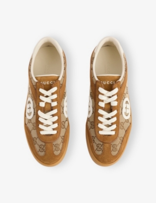 Gucci Sneakers With Incrocio Gg In Suede Brown