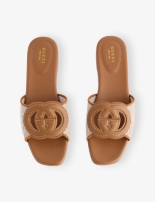 Gucci Incrocio Gg Sandals Brown In Brown