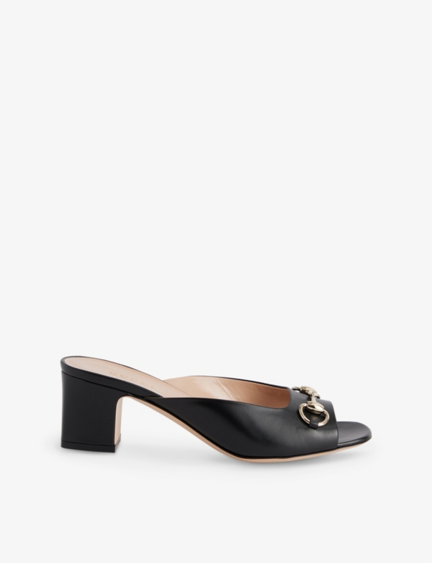 Horsebit 55 High-Heel Leather Mules