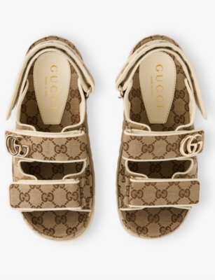 Shop Gucci Womens Beige Ebony New Ivoire New Marmont Gg Canvas Sandals Eur 36 / 3 Uk