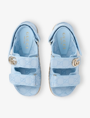 Shop Gucci Womens Eden Light Blue New Marmont Gg Canvas Sandals Eur 38/5 Uk