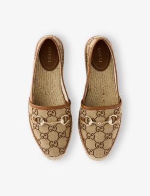 Gucci Pilar Gg Canvas Espadrilles In Camel Ebony Sundial