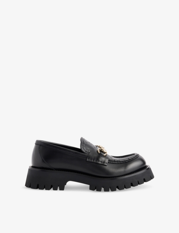 Horsebit Monogram Leather Loafers