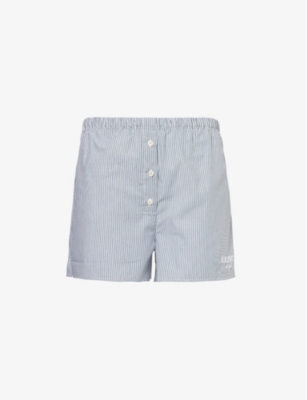SPORTY & RICH: Ivy striped cotton-poplin boxer shorts
