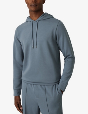 REISS: Fabien Drawstring-Hood Regular-Fit Stretch-Jersey Hoody