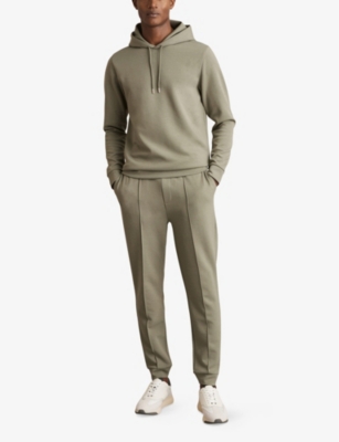Reiss Mens Sage Fabien Drawstring-hood Regular-fit Stretch-jersey Hoody In Sage