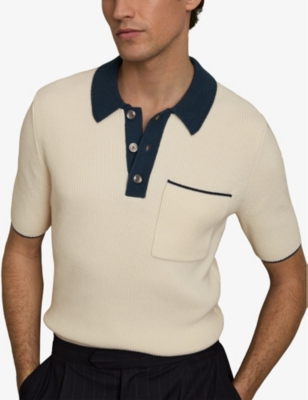 REISS: Brinkley Knitted Cotton Polo Shirt