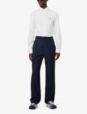 CASABLANCA: Brand-Embellished Curved-Hem Cotton Shirt