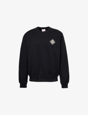 Mens Casablanca Pearl Diamond Brand-Patch Relaxed-Fit Organic-Cotton Sweatshirt