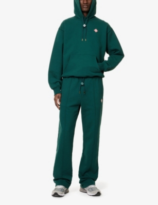 Brand-patch two-slip-pockets straight-leg relaxed-fit organic-cotton jogging bottoms