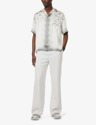 CASABLANCA: Camp-Collar Short-Sleeve Silk Shirt