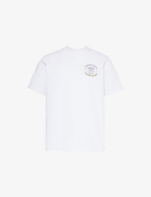 Mens Casablanca Le Temple Du Sport Graphic-Print Organic-Cotton Jersey T-Shirt