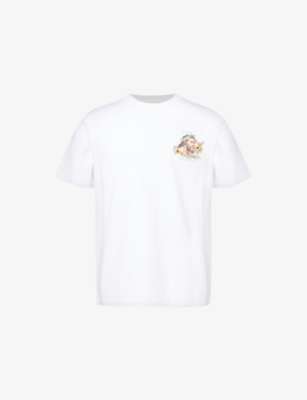 Mens Casablanca Celebration Sport Graphic-Print Relaxed-Fit Organic-Cotton T-Shirt