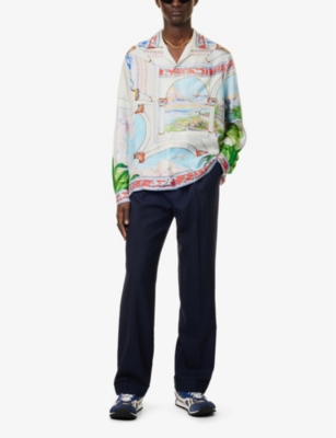 CASABLANCA: Camp-Collar Long-Sleeve Silk Shirt