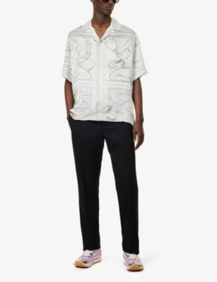 CASABLANCA: Camp-Collar Short-Sleeve Silk Shirt