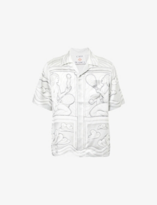CASABLANCA: Camp-Collar Short-Sleeve Silk Shirt