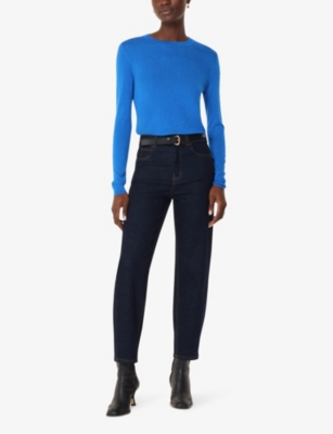 Whistles Omens  Annie Crew-neck Sparkle-knit Jumper In Blue
