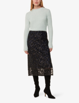 WHISTLES: Round-neck slim-fit stretch alpaca-blend jumper