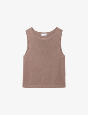 THE WHITE COMPANY: Round-Neck Sleeveless Linen Tank