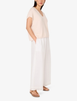 THE WHITE COMPANY: V-Neck Knitted Cotton-Blend T-Shirt