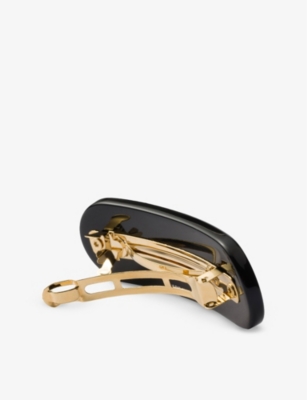 Prada Womens Black Triangle-logo Plexiglass Hair Clip In Black