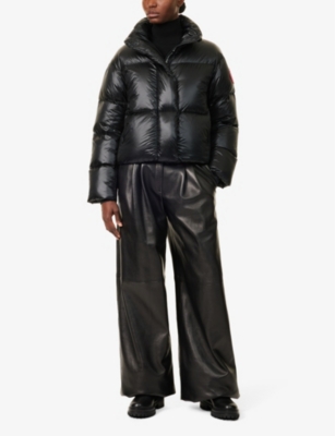 CANADA GOOSE WOMENS BLACK CYPRESS CROPPED SHELL-DOWN PUFFER JACKET XS 