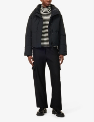 Canada Goose Womens Grandview Logo-patch Cropped Shell-down Puffer Jacket Black In Black