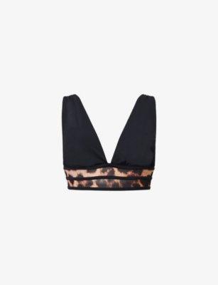 ALLSAINTS: Xalia Leopard-Print Mesh Stretch-Woven Bikini Top