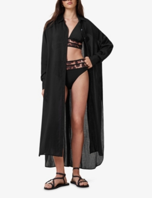 ALLSAINTS: Xalia Leopard-Print Mesh Stretch-Woven Bikini Bottoms