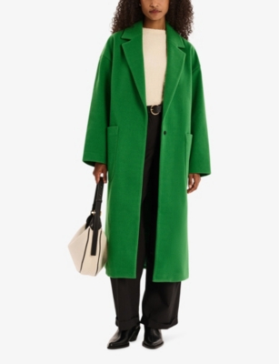 Omnes Womens  Leighton Notched-lapel Recycled-polyester Coat In Mid Green