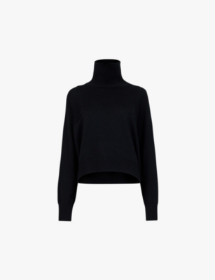 Leem Womens  Turtleneck Long-sleeve Knitted Jumper In Black