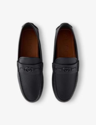 GG Leather Driver Loafers
