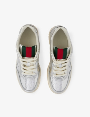 Re-web Mirror leather low-top trainers