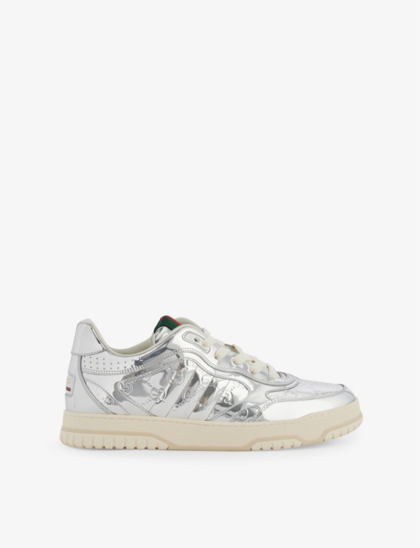 Re-web Mirror leather low-top trainers