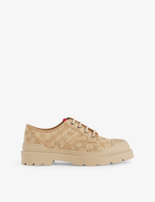 Brand-trim canvas brogues