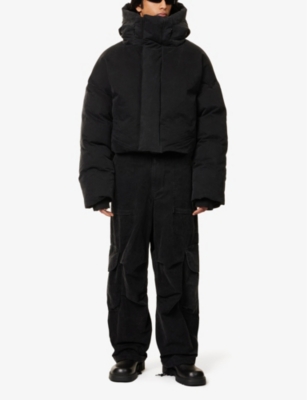 ENTIRE STUDIOS: Hooded Two-Slip-Pockets Relaxed-Fit Cotton-Down Jacket