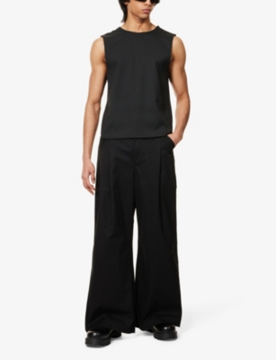 ENTIRE STUDIOS MENS WARES PLEATED WIDE-LEG RELAXED-FIT COTTON-BLEND TROUSERS BLACK