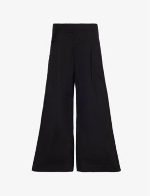 ENTIRE STUDIOS MENS WARES PLEATED WIDE-LEG RELAXED-FIT COTTON-BLEND TROUSERS BLACK