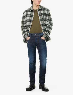 REPLAY: Anbass faded-wash tapered-leg slim-fit stretch-denim jeans