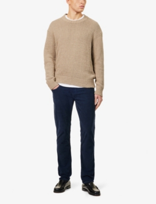 REPLAY: Anbass logo-patch slim-leg cotton-corduroy trouser