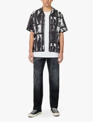 Replay Mens M9z1 Faded-wash Straight-leg Regular-fit Denim Jeans Black Delave In Black Delave