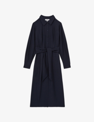 REISS: Mabel Belted Woven Midi Dress