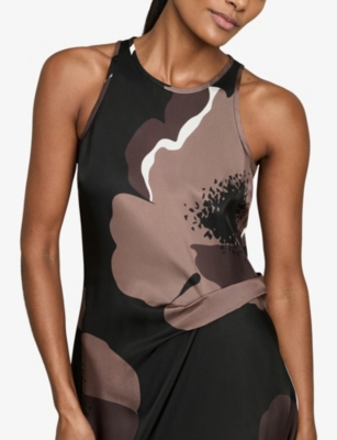 Michalie Floral-Print Satin Midi Dress