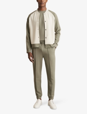 Reiss Mens Sage Premier Drawstring-waist Straight-leg Stretch-jersey Jogging Bottoms In Sage