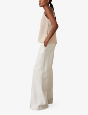 REISS: Carla Scoop-Neck Crochet Cotton-Blend Tank Top