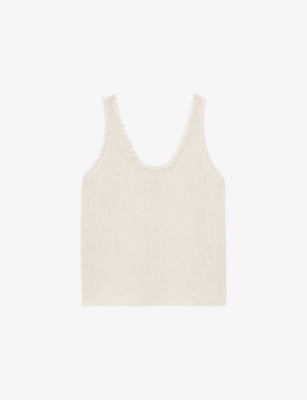 REISS: Carla Scoop-Neck Crochet Cotton-Blend Tank Top