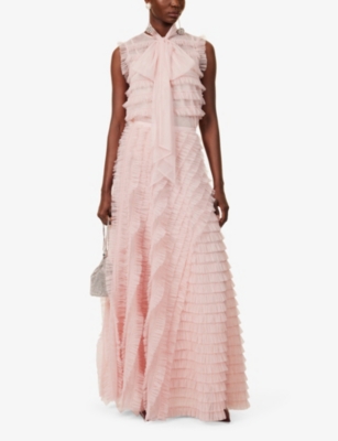 HUISHAN ZHANG WOMENS HUISHAN ZHANG AMELIE RUFFLED SLEEVELESS MESH-SILK TOP 