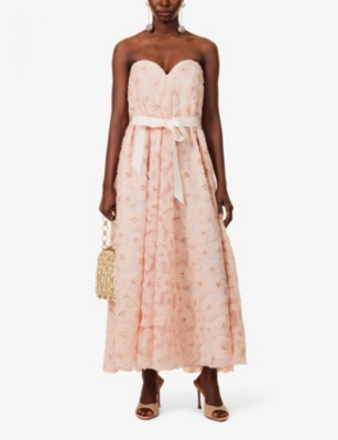 HUISHAN ZHANG: Vivia strapless embroidered tulle gown